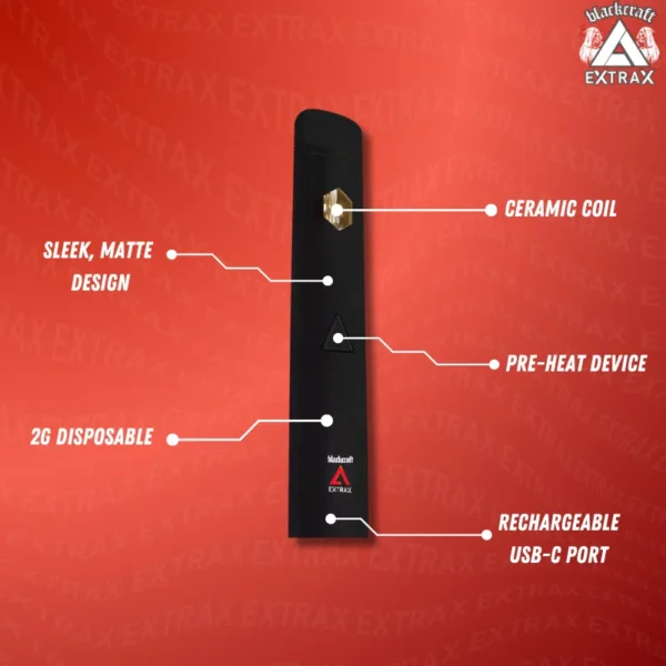 THCa + Delta-9p 2G Pre-Heat Disposable | Blackcraft Extrax - Image 3